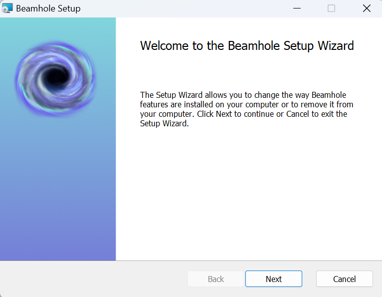 Windows Installation Wizard for Beamhole