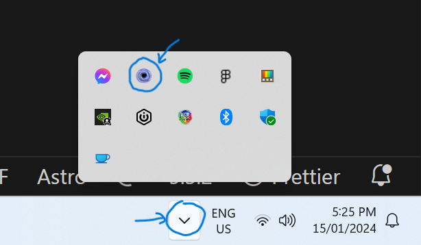 Windows Systray with Beamhole Icon